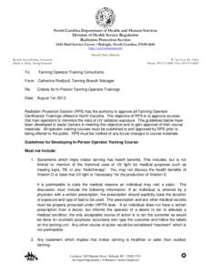 North Carolina Department of Health and Human Services Division of Health Service Regulation Radiation Protection Section 1645 Mail Service Center • Raleigh, North Carolina[removed]http://www.ncradiation.net Drexdal