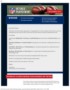 NFL View this email in your browser DECEMBER 2013  •   NFL Alumni Success Stories