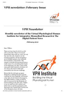 VPH newsletter: February Issue — VPH-Institute VPH newsletter: February Issue