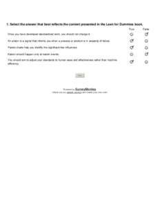 [SURVEY PREVIEW MODE] Lean for Dummies: Chapter 12 Survey