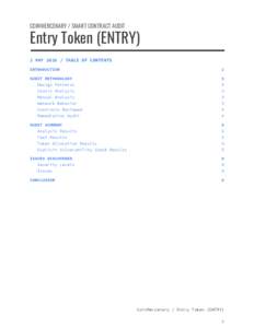 COINMERCENARY / SMART CONTRACT AUDIT   Entry Token (ENTRY)   