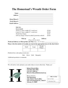 The Homestead Poinsettia Order Form