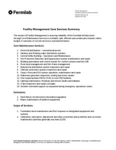 Facility Management Facilities Engineering Services Sectionphonefax)  Facility Management Core Services Summary