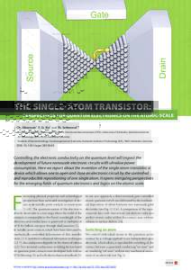 The Single-Atom Transistor: perspectives for quantum electronics on the atomic-scale