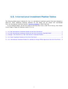 U.S. International Investment Position Tables The following tables present statistics for the U.S. international investment position that were released on March 30, 2018. Additional historical statistics for the tables c
