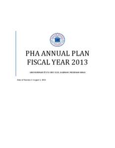 PHA ANNUAL PLAN FISCAL YEAR[removed]NORMAN ST, P.O. BOX 3225, SAGINAW, MICHIGAN[removed]Date of Revision 2: August 1, 2013