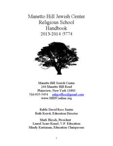 Manetto Hill Jewish Center Religious School Handbook[removed]  Manetto Hill Jewish Center