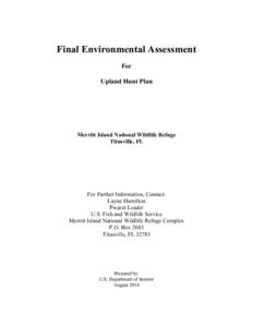 Final Environmental Assessment For Upland Hunt Plan Merritt Island National Wildlife Refuge Titusville, FL