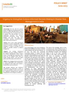 POLICY BRIEF June 2013 InAcReGS Integrated Action on Resilience and Global Sustainability