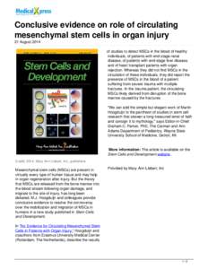 Conclusive evidence on role of circulating mesenchymal stem cells in organ injury
