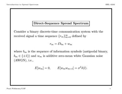 Multiplexing / Spread spectrum / Additive white Gaussian noise / Direct-sequence spread spectrum / Noise / Chip / Autocorrelation / Variance / Statistics / OSI protocols / Radio resource management