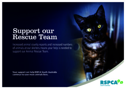 Support our Rescue Team Increased animal cruelty reports and increased numbers of animals at our shelters means your help is needed to support our Animal Rescue Team.