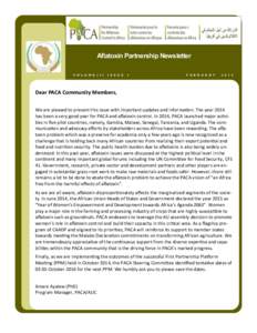 Aflatoxin Partnership Newsletter V O L U M E 1 I I I S S U E  1