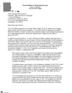 Department of Veterans Affairs Office of Inspector General Letter to the Honorable Mike Coffman