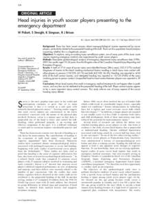 226  ORIGINAL ARTICLE Head injuries in youth soccer players presenting to the emergency department