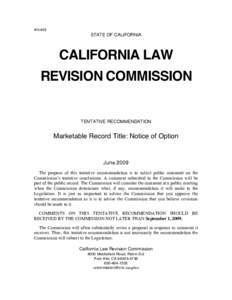 #H-403  STATE OF CALIFORNIA CALIFORNIA LAW REVISION COMMISSION