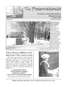 The Preservationist Newsletter of the Bedford (Mass.) Historical Society Founded in 1893 October 2009