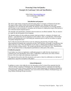 Protecting Urban Soil Quality: Examples for Landscape Codes and Specifications Dallas Hanks, [removed] Ann Lewandowski, USDA-NRCS[removed]