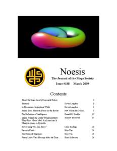 Noesis  The Journal of the Mega Society  Issue #188     March 2009 