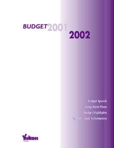 Budget Speech Long Term Plans Budget Highlights Supplementary Information  The 2001 Yukon Budget Address