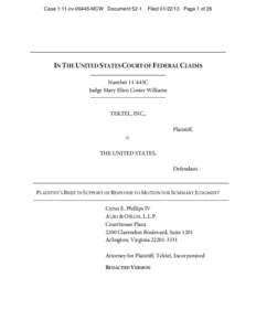 Tektel, Inc. v. United States, Fed. Cl. No. 11-445C, Judge Mary Ellen Coster Williams