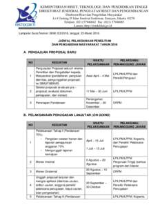 KEMENTERIAN RISET, TEKNOLOGI, DAN PENDIDIKAN TINGGI DIREKTORAT JENDERAL PENGUATAN RISET DAN PENGEMBANGAN Direktorat Riset dan Pengabdian Masyarakat Lt.4 Gedung D Jalan Jenderal Sudirman, Senayan, JakartaTelepon: (