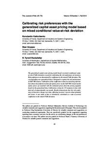 The Journal of Risk (45–70)  Volume 15/Number 1, Fall 2012 Calibrating risk preferences with the generalized capital asset pricing model based