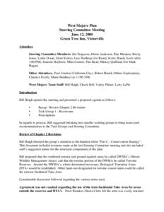 West Mojave Plan Steering Committee Meeting June 12, 2000 Green Tree Inn, Victorville Attendees Steering Committee Members: Jeri Ferguson, Eileen Anderson, Pete Kiriakos, Becky