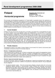 Rural development programmes[removed]Finland Horizontal programme  Programme title: Horizontal rural
