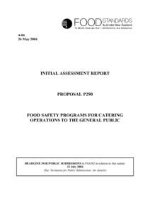 [removed]May 2004 INITIAL ASSESSMENT REPORT  PROPOSAL P290