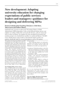 135  New development: Adapting university education for changing expectations of public services leaders and managers—guidance for