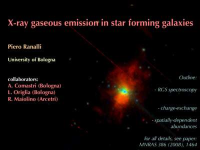 X-ray gaseous emission in star forming galaxies Piero Ranalli University of Bologna collaborators: