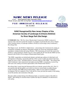 NJMC NEWS RELEASE Contact: Brian Aberback, Public Information Officer Phone: [removed]Cell: [removed]removed] FOR IMMEDIATE RELEASE Jan. 23, 2013