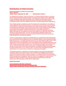 Distribution of Client Income Rhode Island Department of Children, Youth and Families Policy: [removed]Effective Date: September 29, 1986