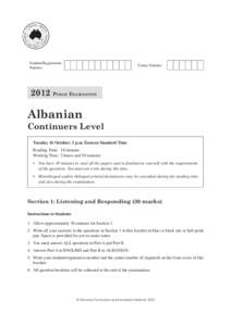 2012 Albanian Continuers Level public examination
