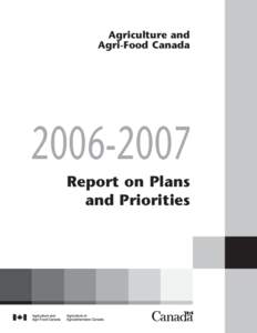 Agriculture and Agri-Food Canada[removed]Report on Plans and Priorities