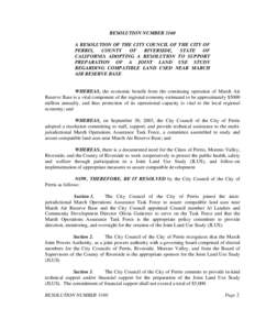 RESOLUTION NUMBER 3160 A RESOLUTION OF THE CITY COUNCIL OF THE CITY OF PERRIS, COUNTY OF RIVERSIDE,