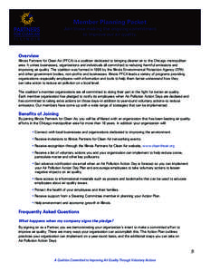 Member Planning Packet Join those making the ongoing commitment to improve our air quality. Overview Illinois Partners for Clean Air (PFCA) is a coalition dedicated to bringing cleaner air to the Chicago metropolitan