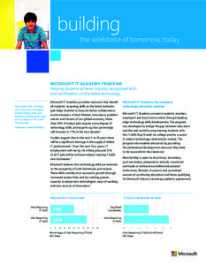 building  the workforce of tomorrow, today MICROSOFT IT ACADEMY PROGRAM Helping students achieve industry recognized skills