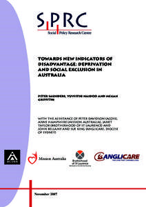 TOWARDS NEW INDICATORS OF DISADVANTAGE: MATERIAL DEPRIVATION AND SOCIAL EXCLUSION IN AUSTRALIA