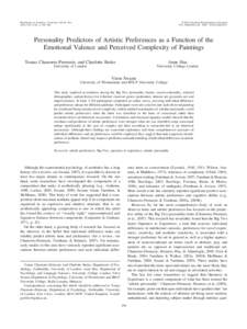 Psychology of Aesthetics, Creativity, and the Arts 2010, Vol. 4, No. 4, 196 –204 © 2010 American Psychological Association/$12.00 DOI: a0019211