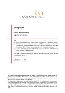 Prospectus Antipa Minerals Limited ABNFor: 