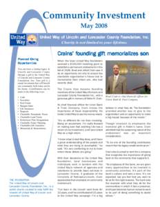 Community Investment May 2008 Unit ed W ay of Lincoln and Lancast er County FFoundation,