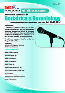 Geriatrics[removed]Initial Announcement International Conference on  Geriatrics & Gerontology
