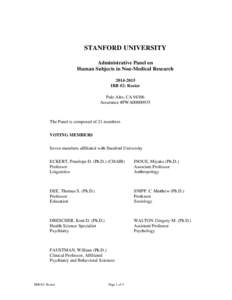 STANFORD UNIVERSITY Administrative Panel on Human Subjects in Non-Medical ResearchIRB #2: Roster Palo Alto, CA 94306