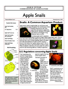 ADAM H. PUTNAM COMMISSIONER OF AGRICULTURE Apple Snails Technical Bulletin No. 8