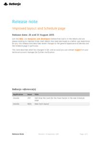 Release note Improved layout and Schedule page Release date: 25 and 31 August 2015 Just like Mies, our designers and developers believe that God is in the details and are always looking to improve those small details tha