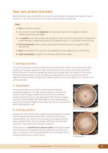 Saw, sort, protect and stack Boards must be sawn, dipped with an anti-stain solution (where necessary) and stacked in quick succession. This will minimise the risk of staining and twisting during drying. Steps 1.	 Saw to