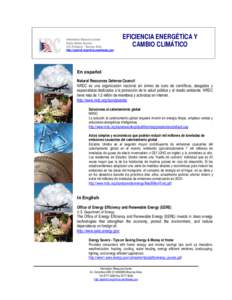 Information Resource Center Public Affairs Section U.S. Embassy – Buenos Aires http://spanish.argentina.usembassy.gov  EFICIENCIA ENERGÉTICA Y