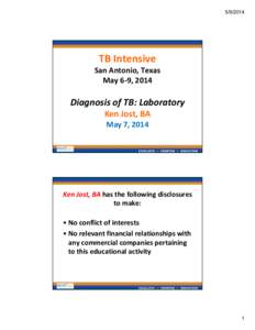 [removed]TB Intensive San Antonio, Texas May 6‐9, 2014